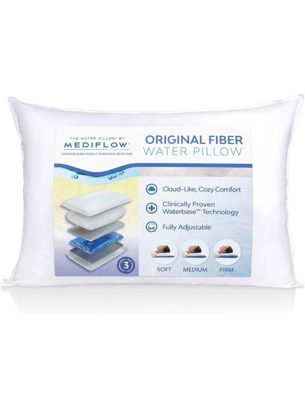 Water Pillow for Neck Pain Relief & Better Sleep - Therapeutic Support for